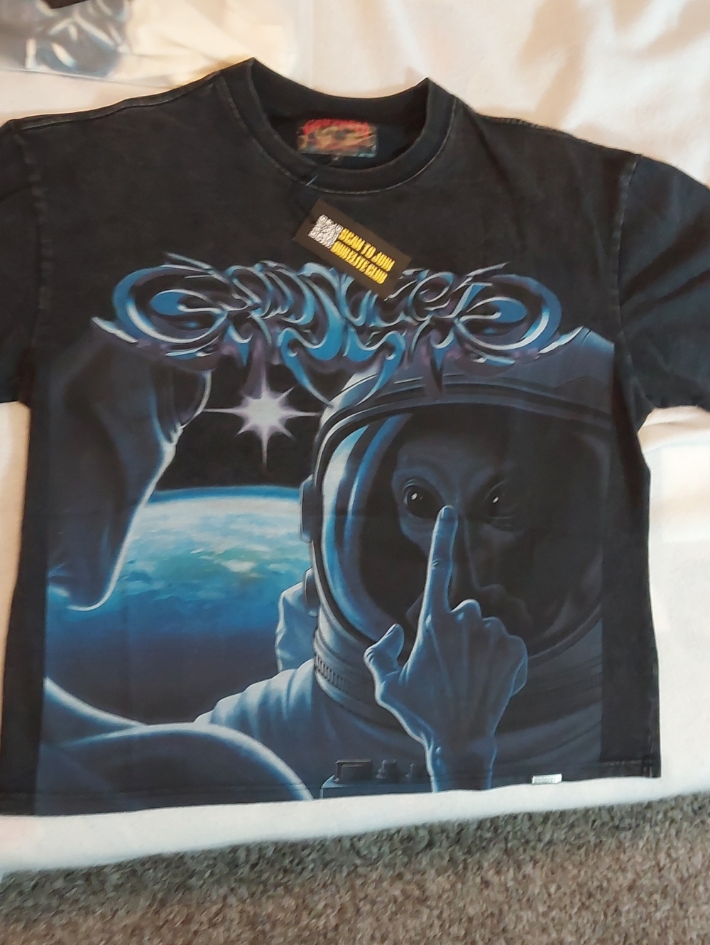 Men's Short Sleeve Graphic Tee - Black & Blue Astronaut Design